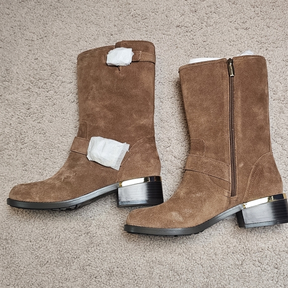 Vince Camuto Wadelyn Tostada Gold Riding Boot‎ Moto Country Western 7.5 NIB